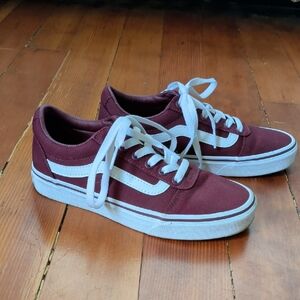 Vans Burgundy and White Women's Sneakers